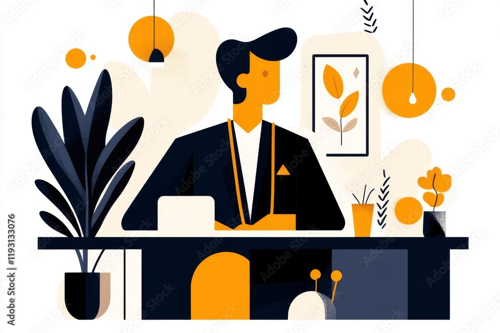 Poster a flat illustration of a vip pass with a lanyard, drawn in clean, simple shapes and a subtle color p