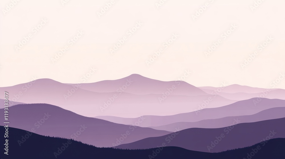 Aufkleber gradient landscape filled with pastel lavender and muted plum colors softly fading into negative spa