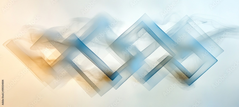 Poster abstract smoke and interlocking rhombus shapes creating visual flow