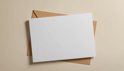 Flat lay of blank paper with soft shadows on a neutral background