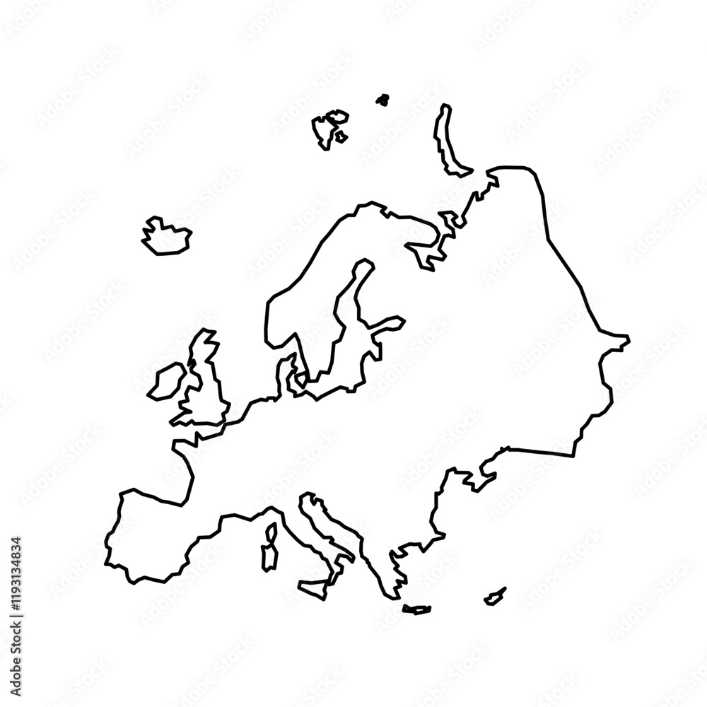 Poster the outline of a continent, highlighting its geographic features. the map focuses on the shapes of l
