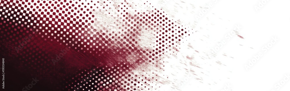 Poster Elegant deep crimson and burgundy halftone dot pattern creating a rich visual texture on a subtle white backdrop
