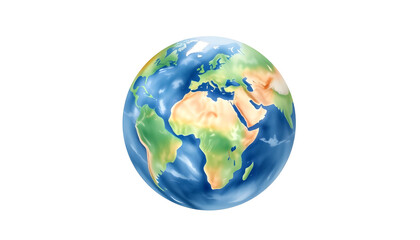 Fototapeta premium Planet Earth isolated on white background. Hand drawn watercolor illustration. Space object, smooth light
