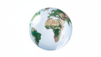 Globe illustration on transparent background, realistic, with white tones