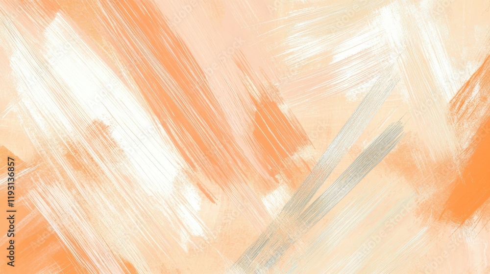 Poster abstract peach strokes with bold silver lines creating depth and warmth for modern design