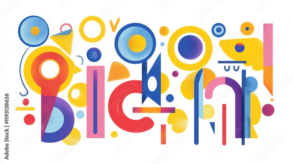 Poster vibrant abstract composition featuring geometric shapes and colorful patterns ideal for modern desig