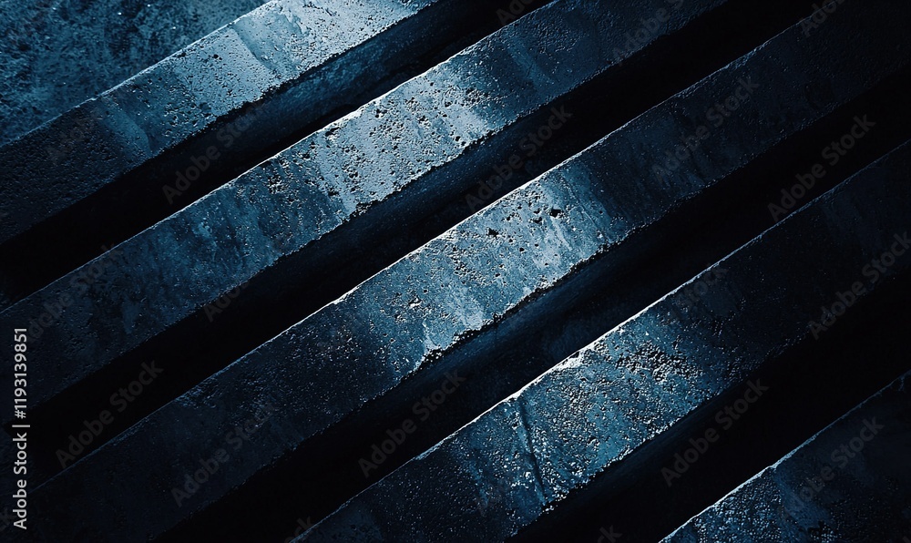 Poster dark concrete beams in diagonal pattern with light and shadow