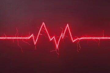 Heartbeat signal animation red pulse line in abstract environment