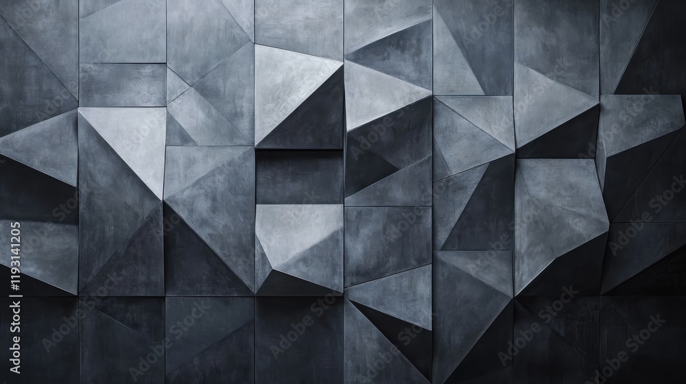 Poster monochrome geometric wall design showcasing shades of gray with elegant patterns and gradients