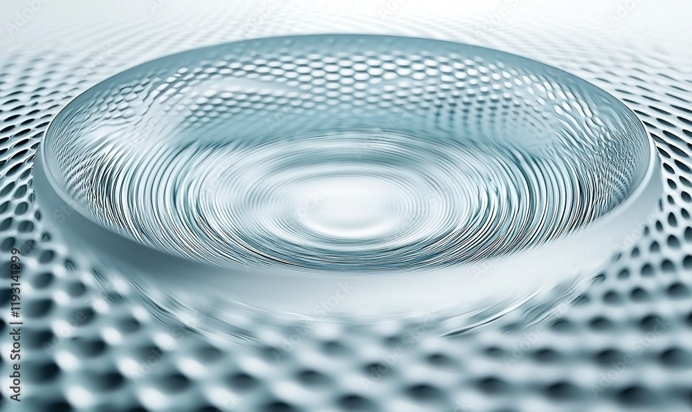 Poster glass lens ripple effect on patterned background, ideal for science or tech projects