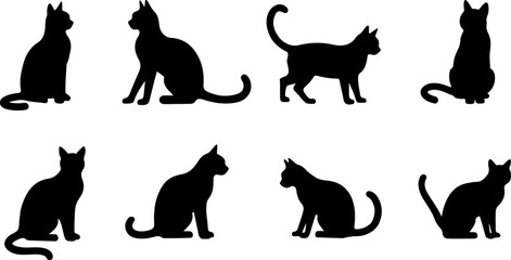 A cat silhouettes pet animals graphics set
