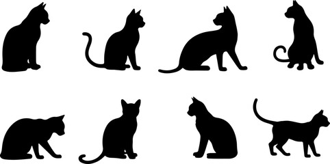 A cat silhouettes pet animals graphics set