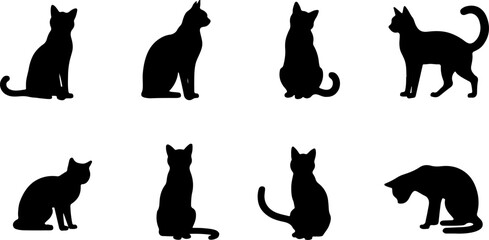 A cat silhouettes pet animals graphics set © ilham