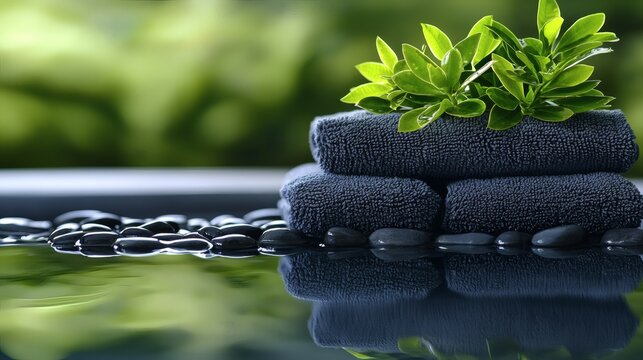 12011935 19 A relaxing spa environment promoting mindfulness and stress management Stock Photo with side copy space