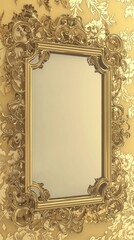 Obraz premium Elegant Golden Frame with Floral Border Perfect for Celebrating Chinese New Year, Featuring Space for Personalization, Festive Decorations and Traditional Themes