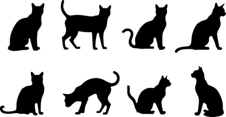 A cat silhouettes pet animals graphics set