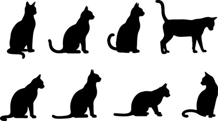 A cat silhouettes pet animals graphics set