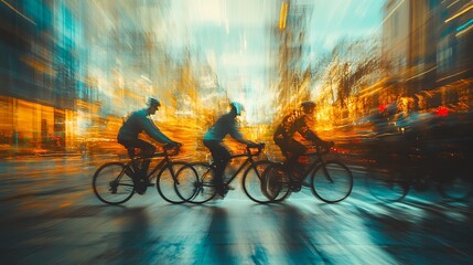 Cycling through a cityscape urban street action photography motion blur