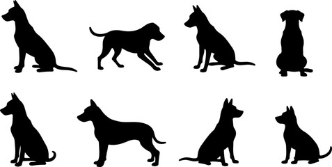 A dog silhouettes pet animals graphics set