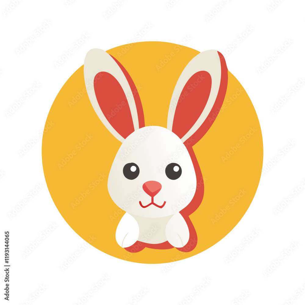 Poster Rabbit Icon against yellow background