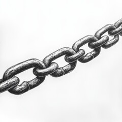 Obraz premium Detailed pencil drawing of a paperclip chain linked together on a white background