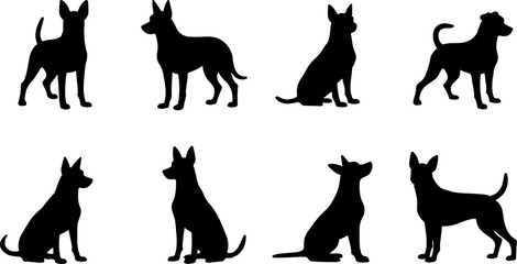A dog silhouettes pet animals graphics set