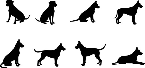 A dog silhouettes pet animals graphics set