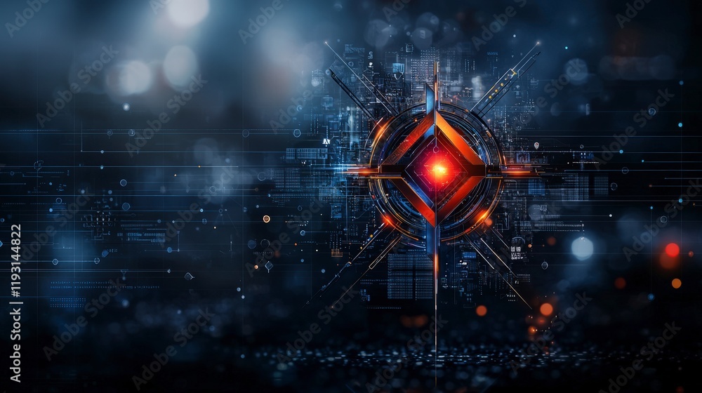 Poster dynamic logo design showcase for a tech company modern digital art futuristic environment creative c