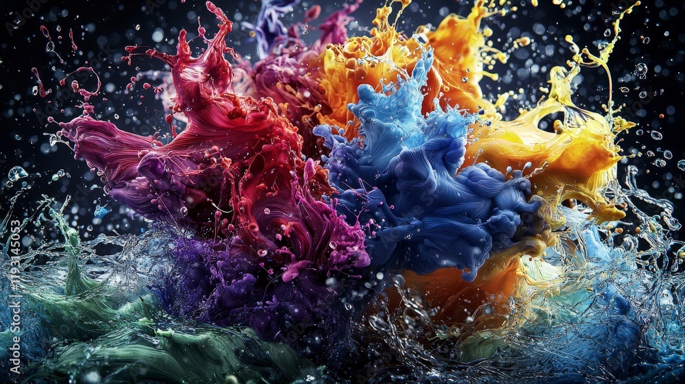 Poster vibrant colorful abstract action creative studio digital art dynamic environment close-up view expre