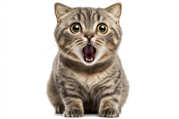 Obraz premium Surprised Scottish Fold cat with wide eyes and open mouth