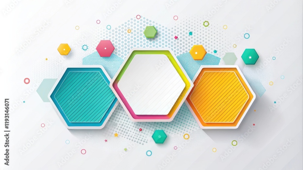 Fototapete abstract colorful hexagon design with geometric shapes and patterns