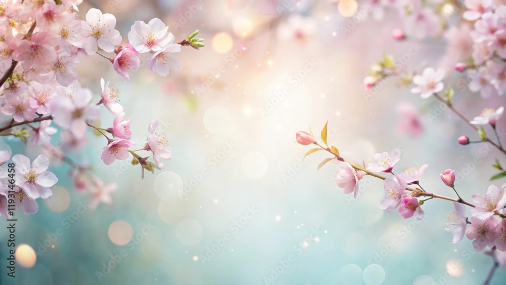 Aufkleber delicate pink blossoms in soft spring light with a gentle bokeh background