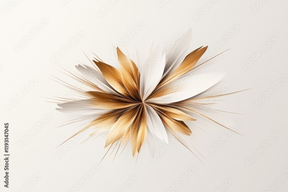 Aufkleber A minimalist vector of a single firework burst with thin, clean lines and a simple gold gradient on a white background