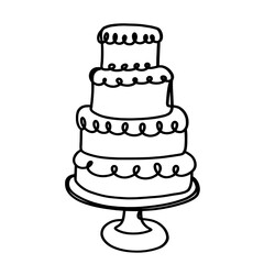 Birthday cake in continuous single drawing