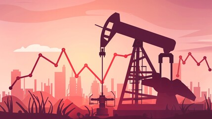 Oil Price Decrease Chart - Crisis in Oil Industry Graph Concept
