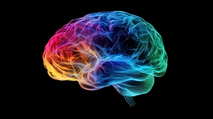 A colorful spectrum graphic blending into the shape of a human brain, symbolizing autism.