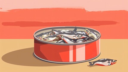Delicious Sprats in Tin Can on Tabletop Flat Lay