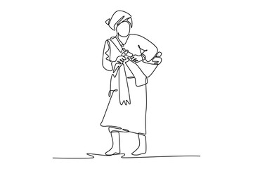 Outdoor street market concept. Single line draw design vector graphic illustration.