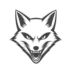 Obraz premium Aggressive fox head illustration, white background, mascot design, for logo use
