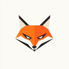 Geometric fox head, white background, logo design, illustration