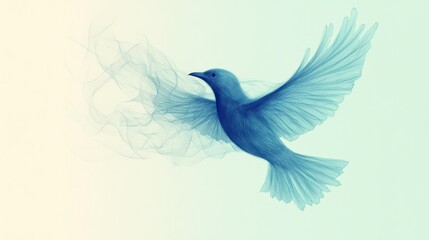 Obraz premium Soft abstract silhouette of a bird in delicate pencil lines with a dreamy background