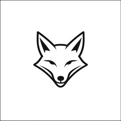 Fototapeta premium Fox head illustration, white background, graphic design, logo