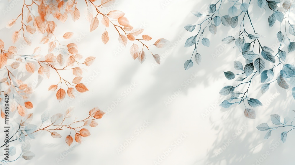 Aufkleber pastel-toned branches in peach and powder create a serene atmosphere in a softly lit space