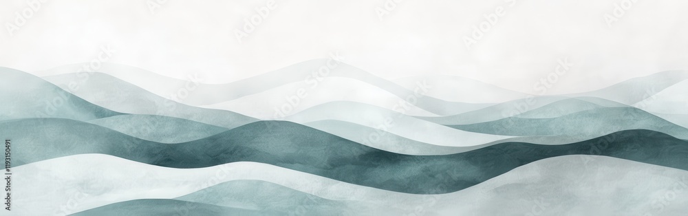 Aufkleber Soft, flowing waves created with minimalist pencil strokes wash with repeated patterns in calming colors