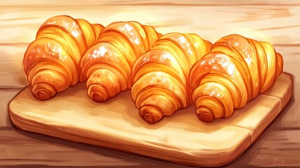 Croissants on a Wooden Board in Modern Kitchen Setting