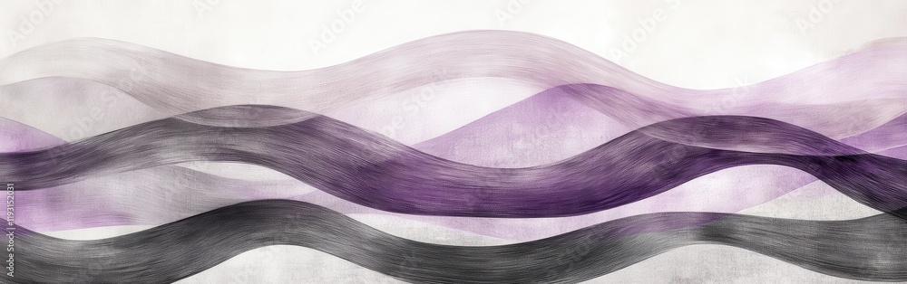 Poster Elegant pencil strokes create a fluid backdrop with repeating patterns of purple and gray waves