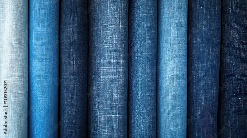 Poster elegant gradient of pencil strokes in muted blue showcasing various shades and textures in fabric de