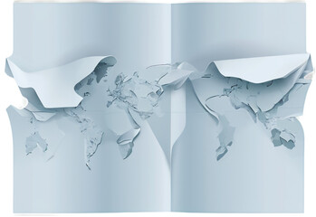 A folded map icon featuring visible creases, symbolizing navigation, travel, and exploration. Perfect for digital designs related to adventure, wayfinding, and geographic tools.PNG