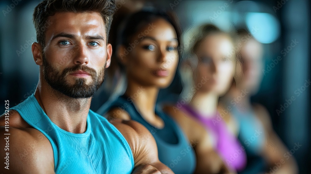 Poster 12011935 64 personal trainers assisting clients with tailored physical fitness programs stock photo 