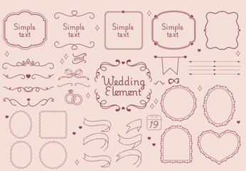 Wedding element, Line ornate hand drawn elements, frames, labels, logo, floral. For page decoration, branding, graphic design, packaging, stickers and greeting cards, invitations, menu.